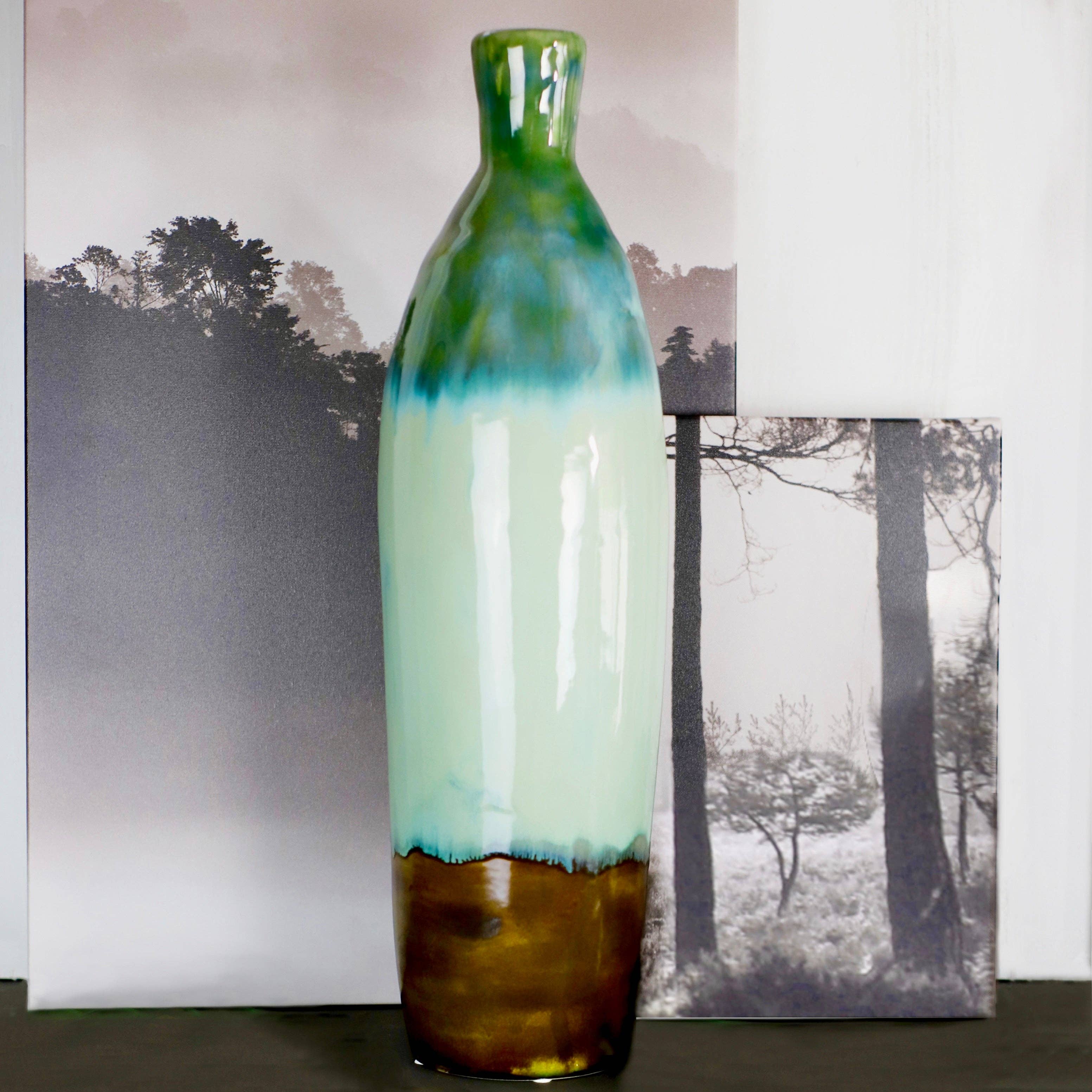 ClayBarn Patina Artisan Verde Skinny Bottle Vase