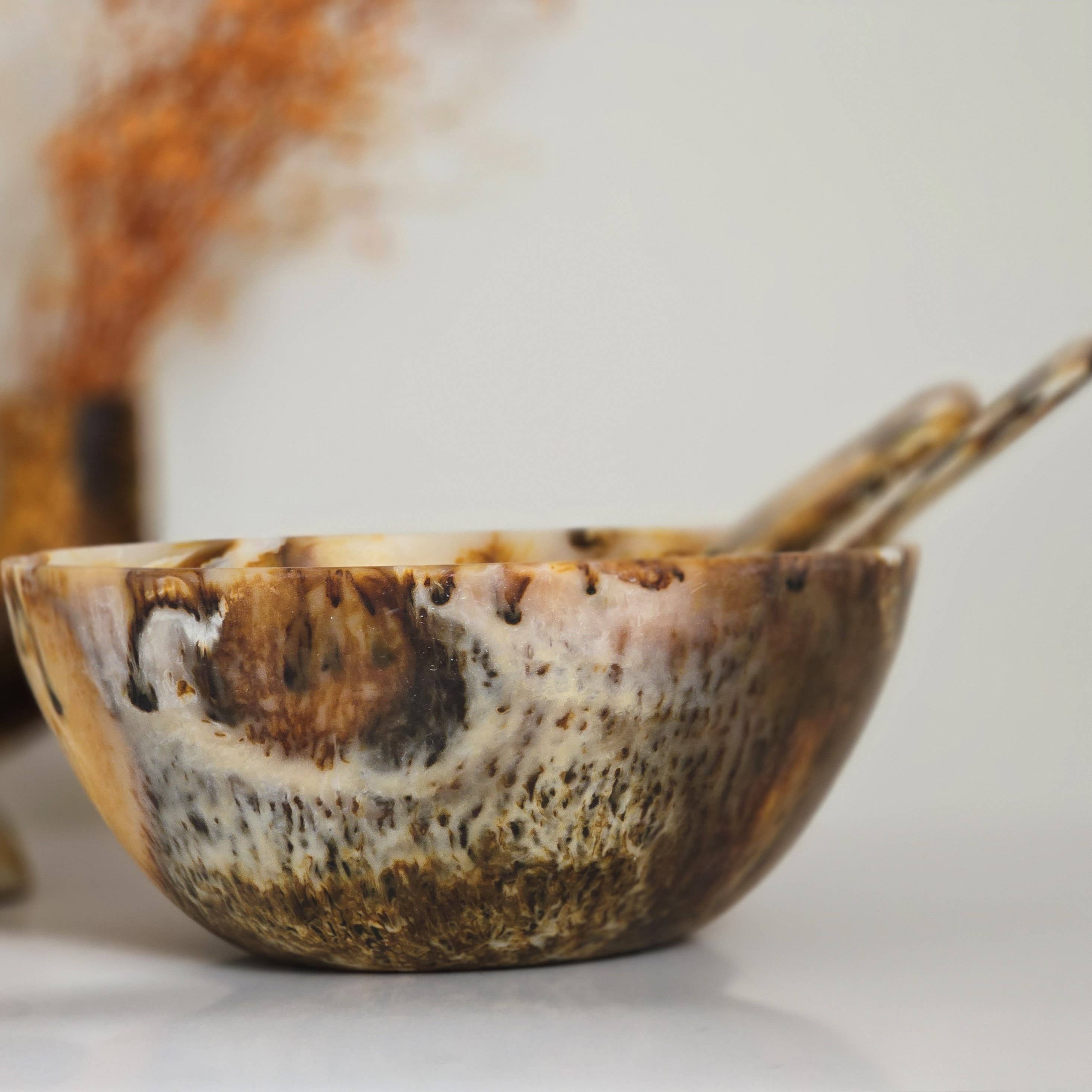 Hand Poured Resin Salad Serving Bowl - Matching Server: Serving Spoons Only