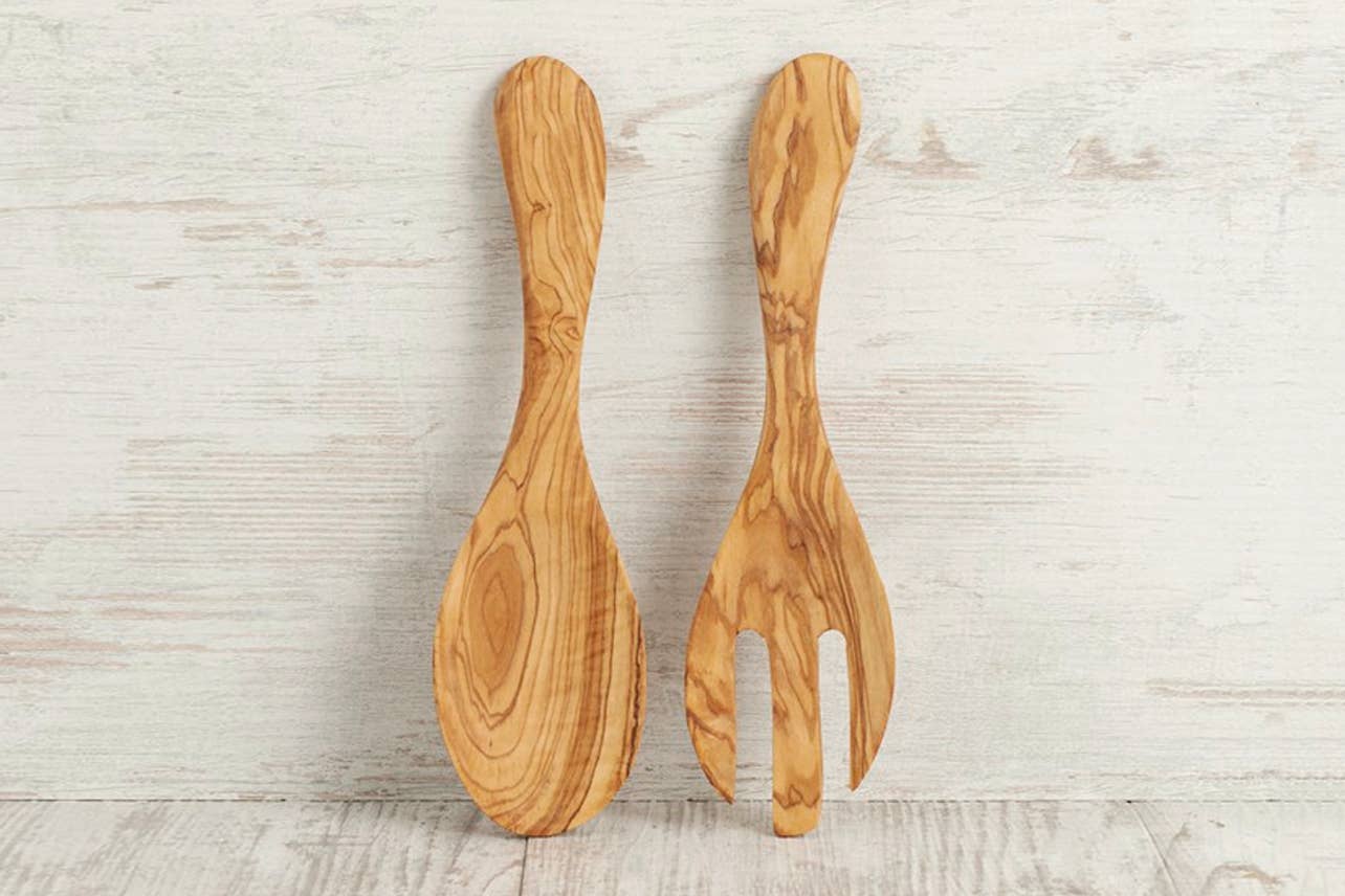 Italian Olivewood Salad Servers