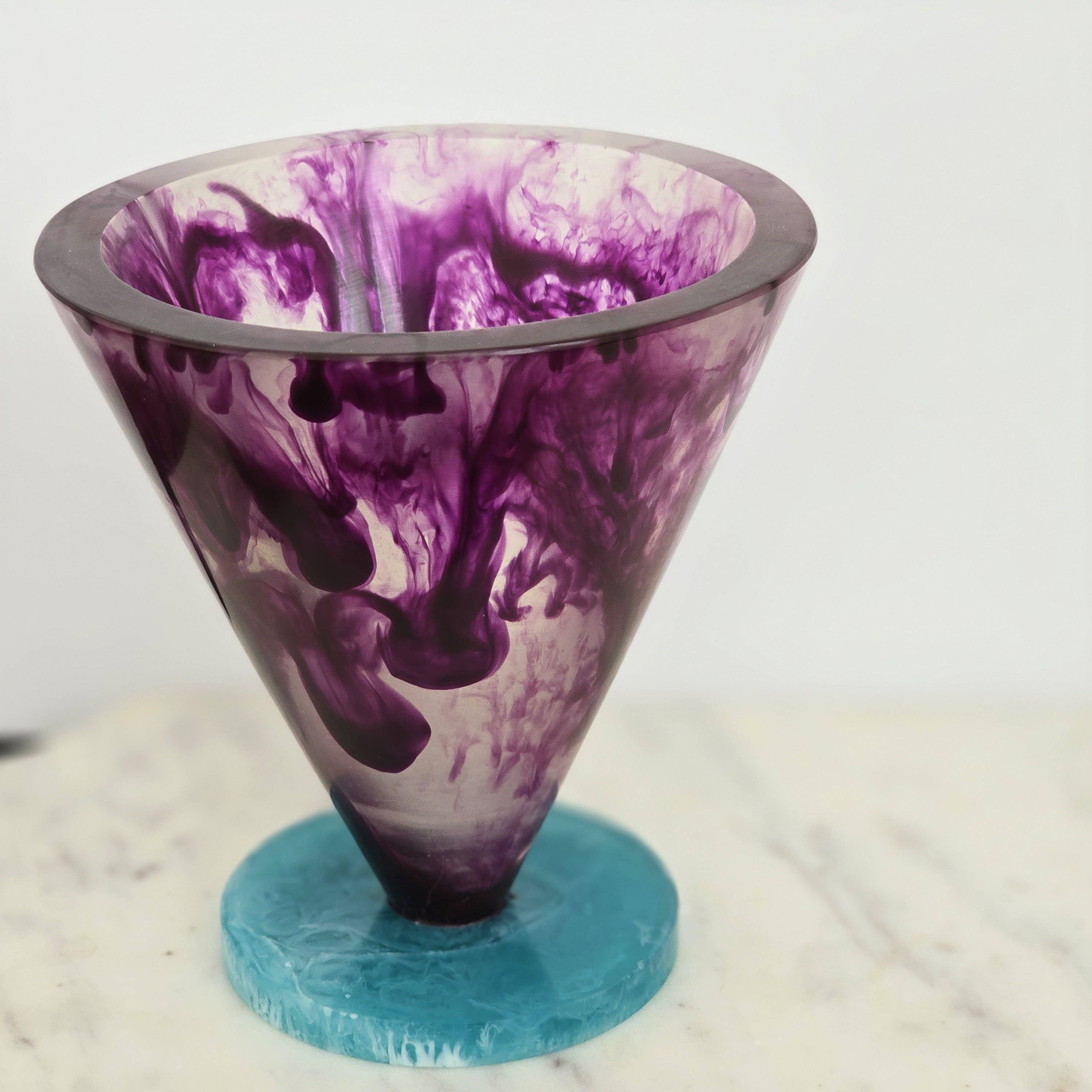 Handmade Multi Color Resin Flower Vases - Dry Flowers Pot: Purple