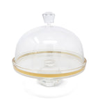 Glass Cake Dome with Colored Diamond Base and Knob, 13"D