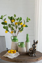 6x5.5x8" Terracotta Jug Vase w/ Green Glaze & Natural Tan