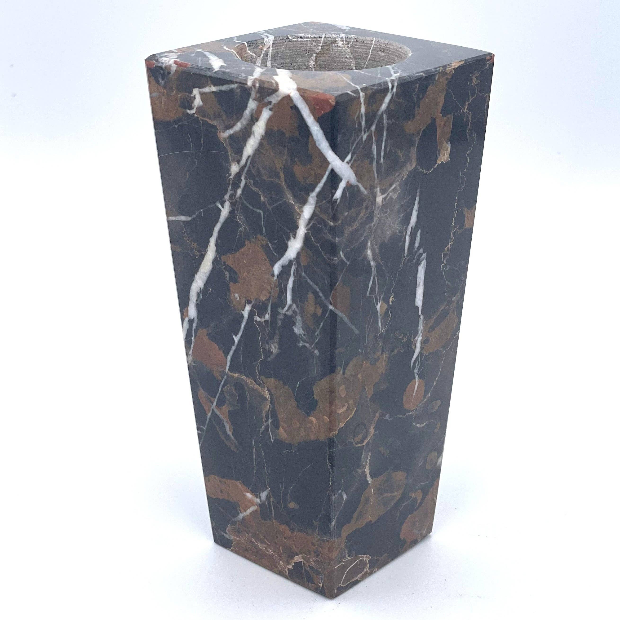 6" Square Vase - Marble and Onyx: Multi-colored Onyx