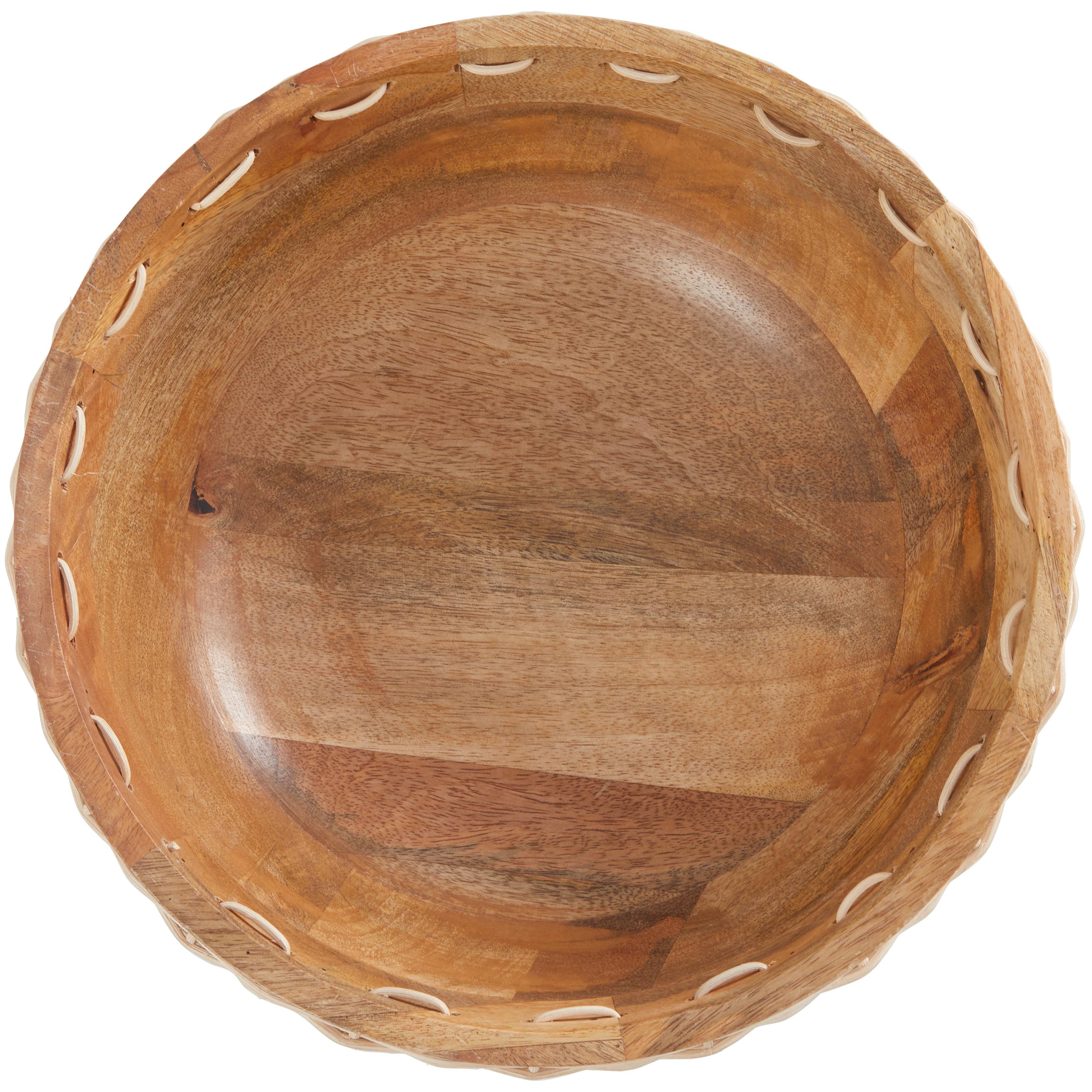 Bohemian Brown Mango Wood Decorative Bowl: Black