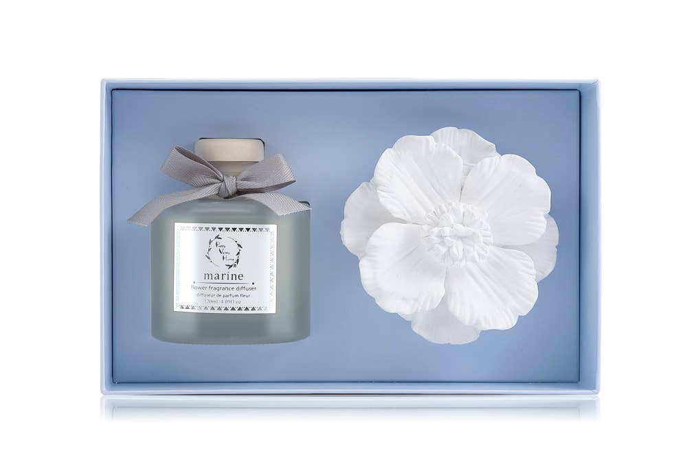 Marigold Ceramic Flower Diffuser Gift Set - Marine (Ocean B)