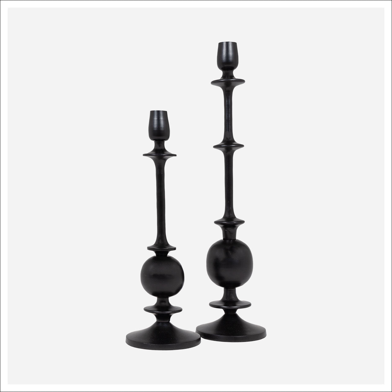 Madoc Black Aluminum Candleholders, Set of 2