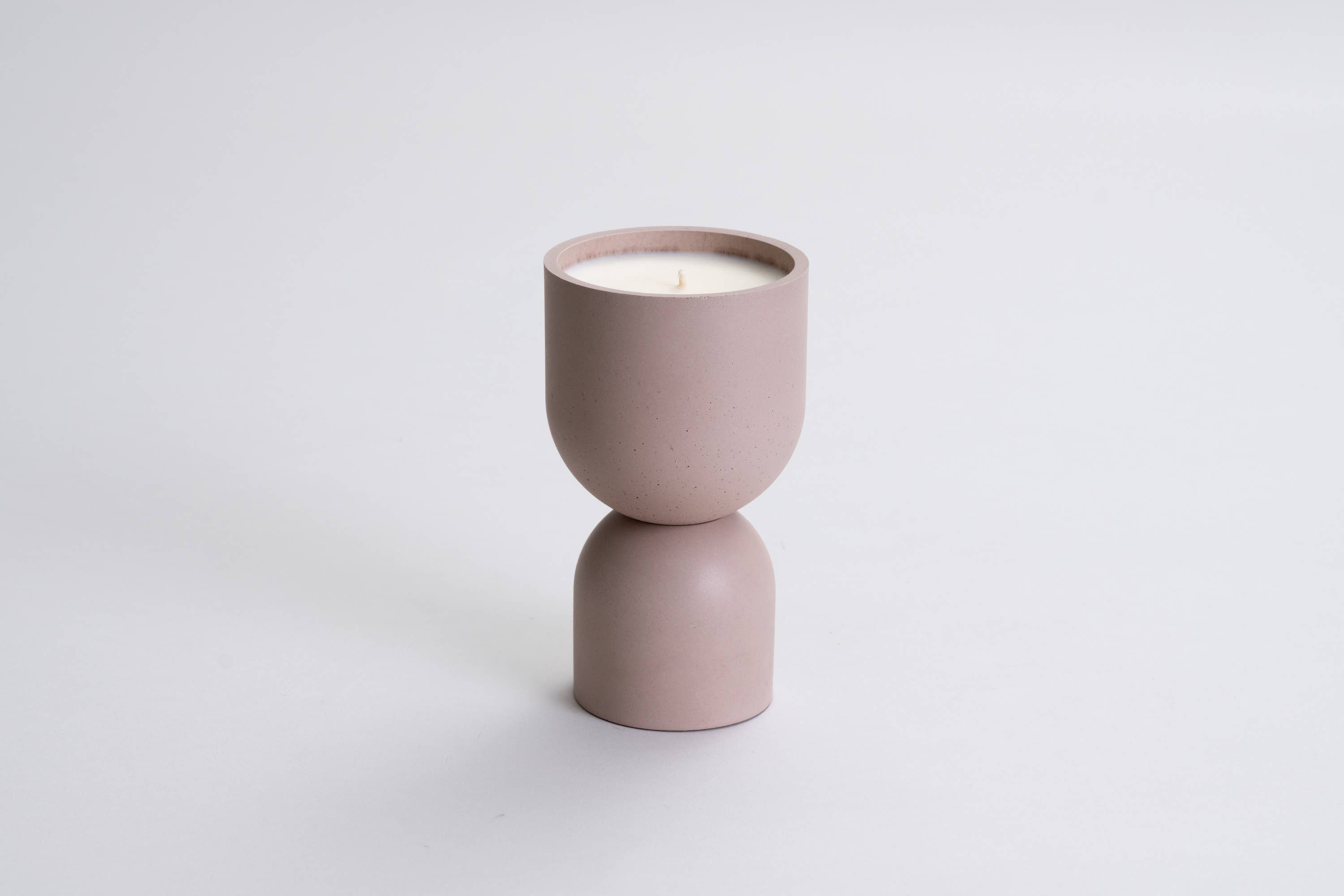 Handcrafted Coppa concrete soy candle | cameo rose