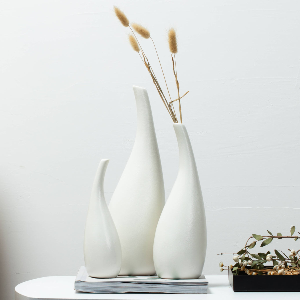 Ceramic Vase Pack 3, White Modern Bud Vase, Ceramic Modern