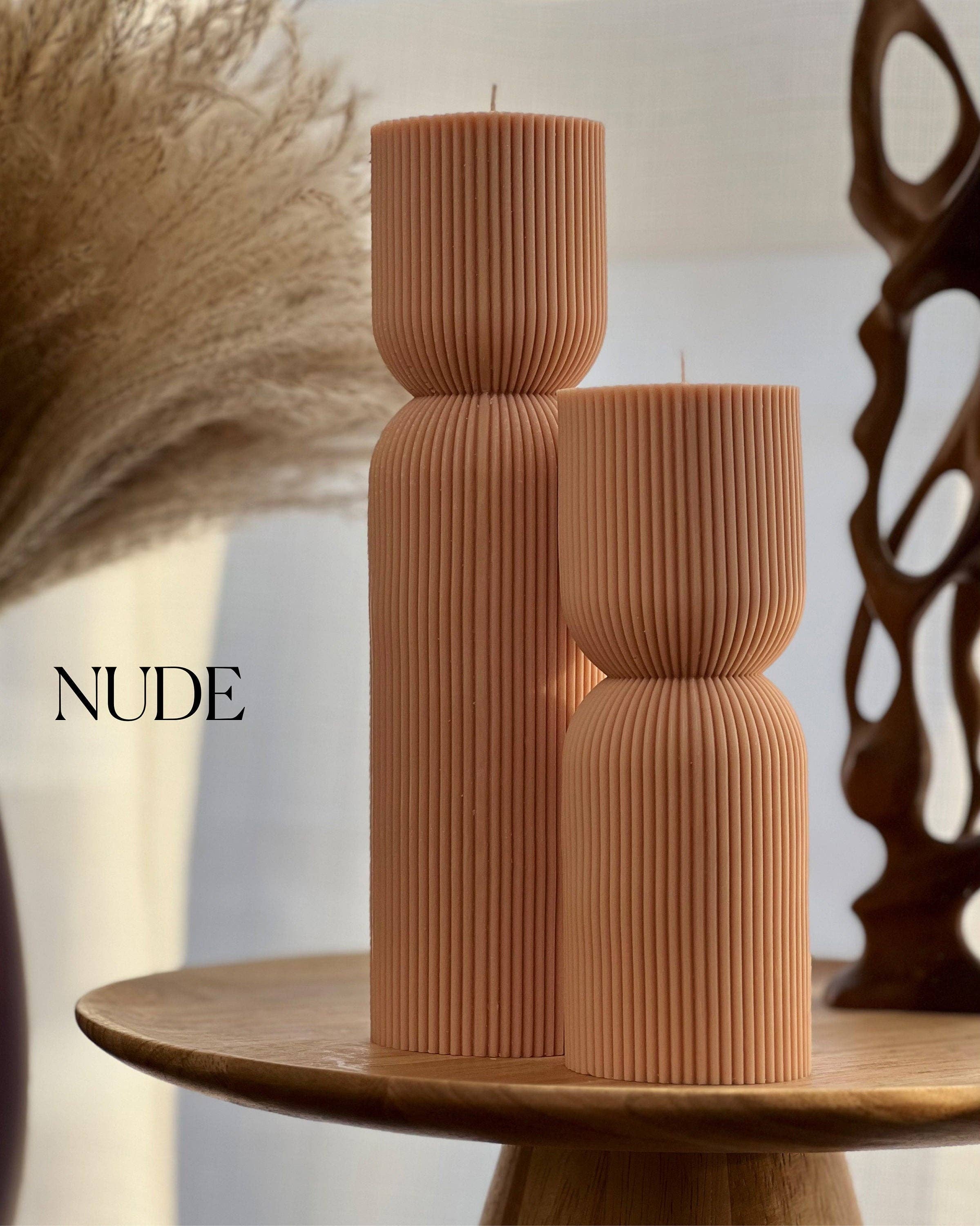 Ribbed Hourglass Pillar Candle