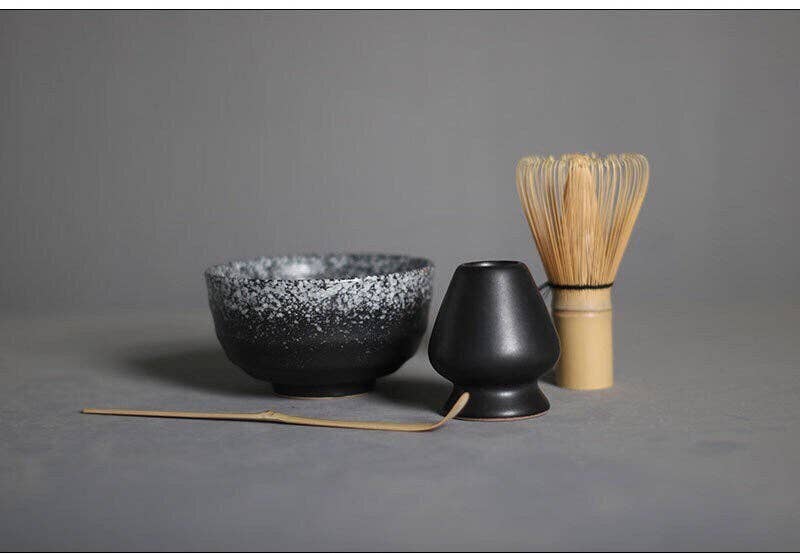 Gohobi Ceramic Matcha Set with Bamboo Whisk, whisk holder an