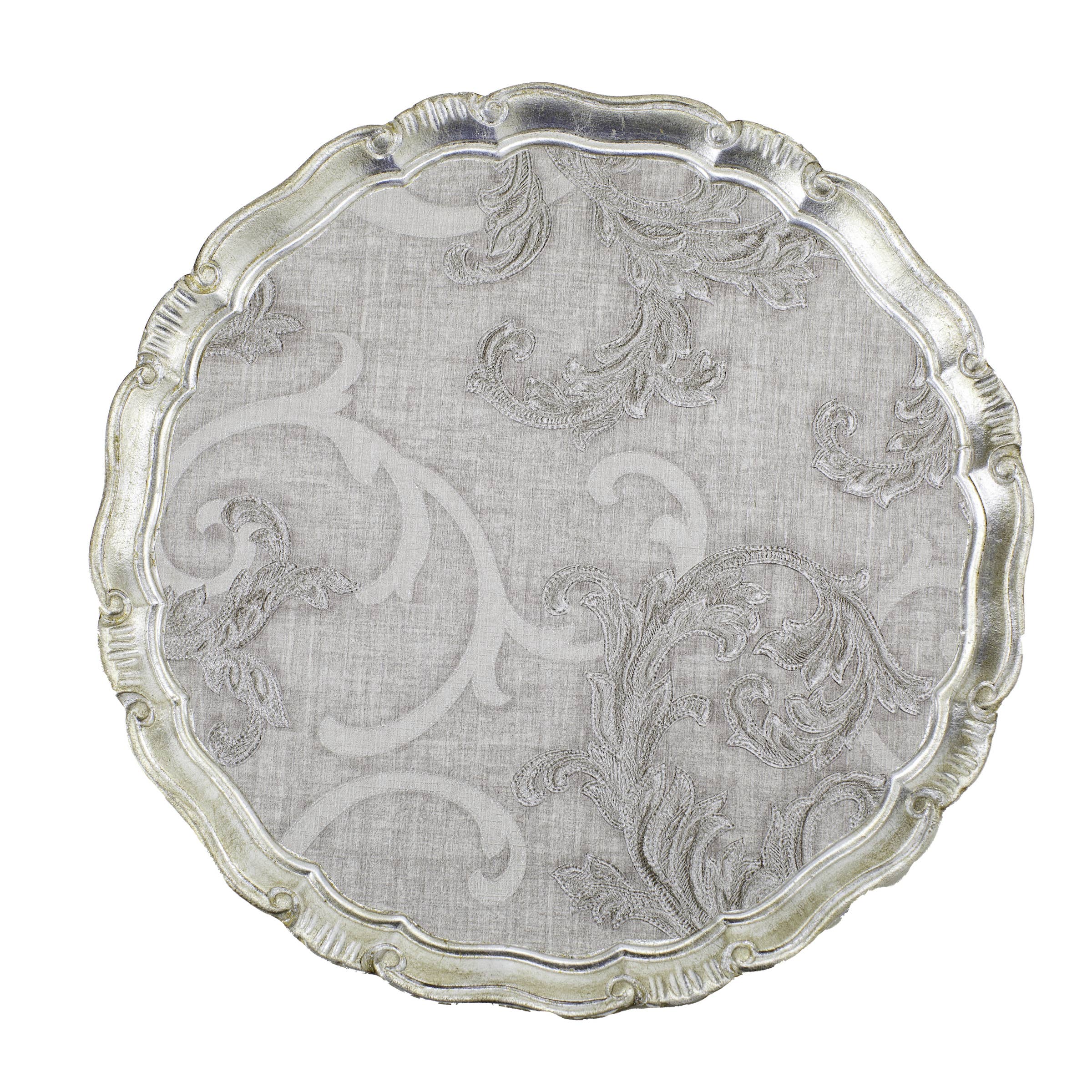 Florentino Damask Wooden Tray/Charger - New