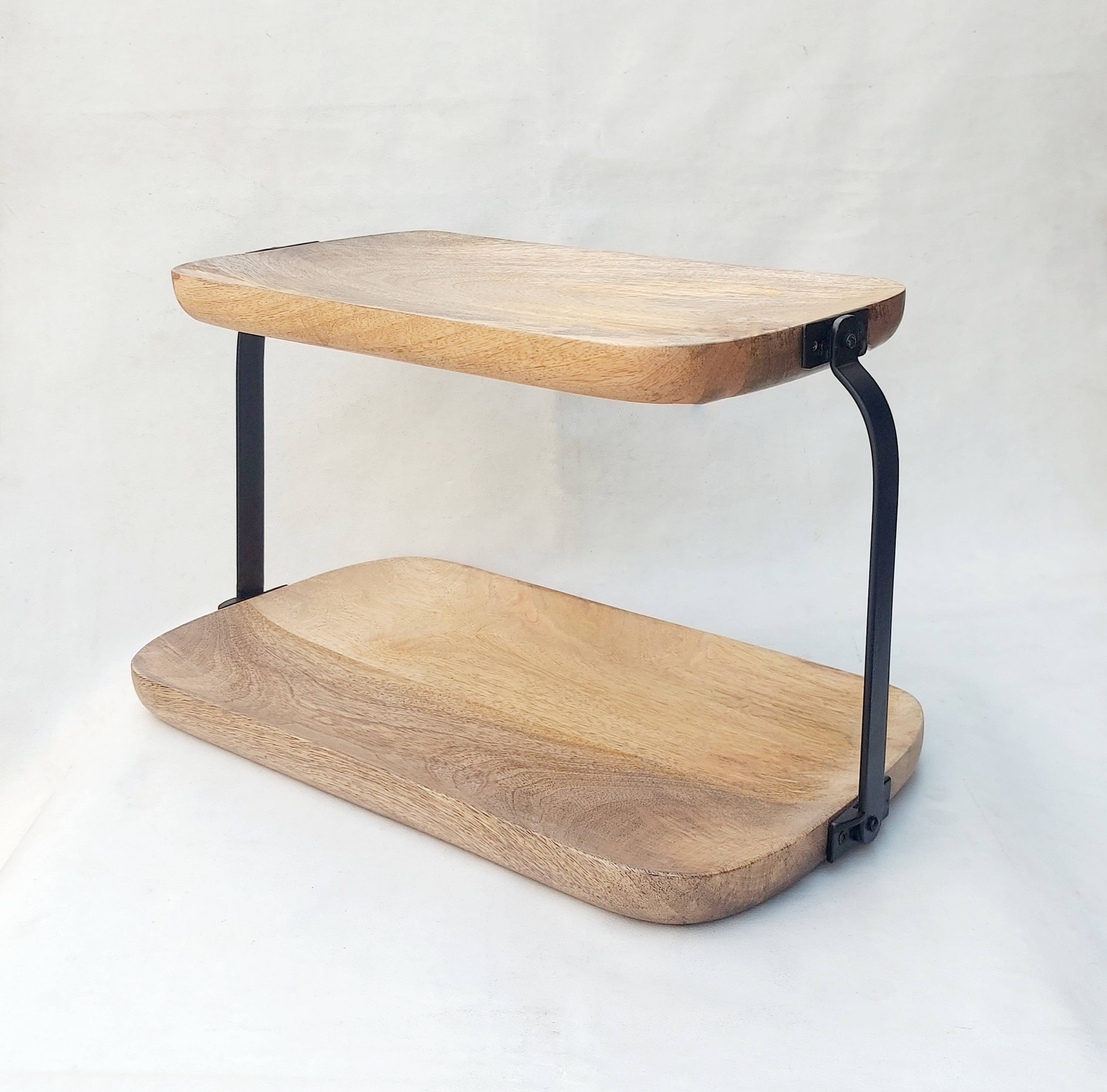Wood 2-Tier Serving Stand