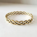 Handcrafted brass bangle bracelet braided twist style