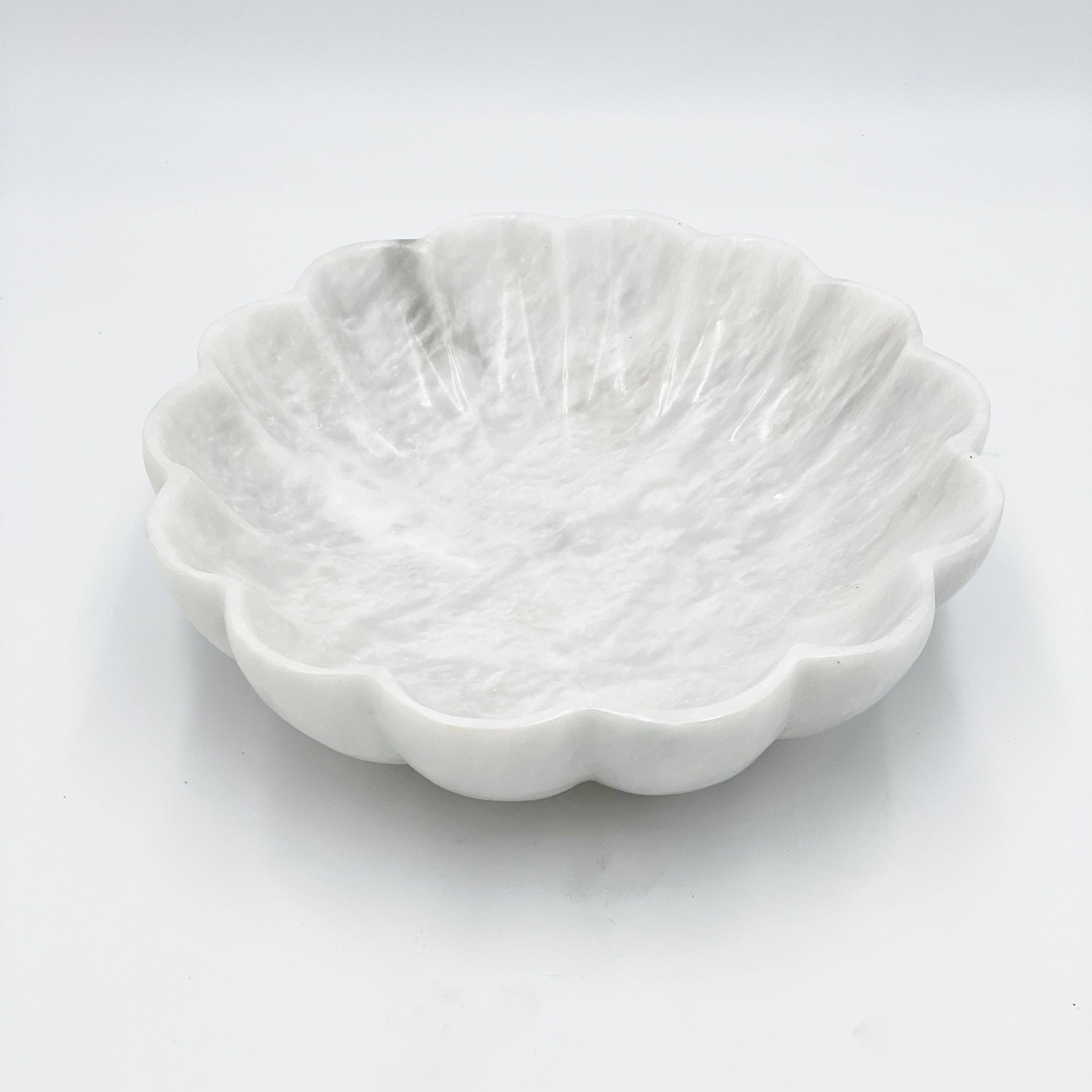 Hand-carved Bowl in Marble and Onyx: Zairat White Marble