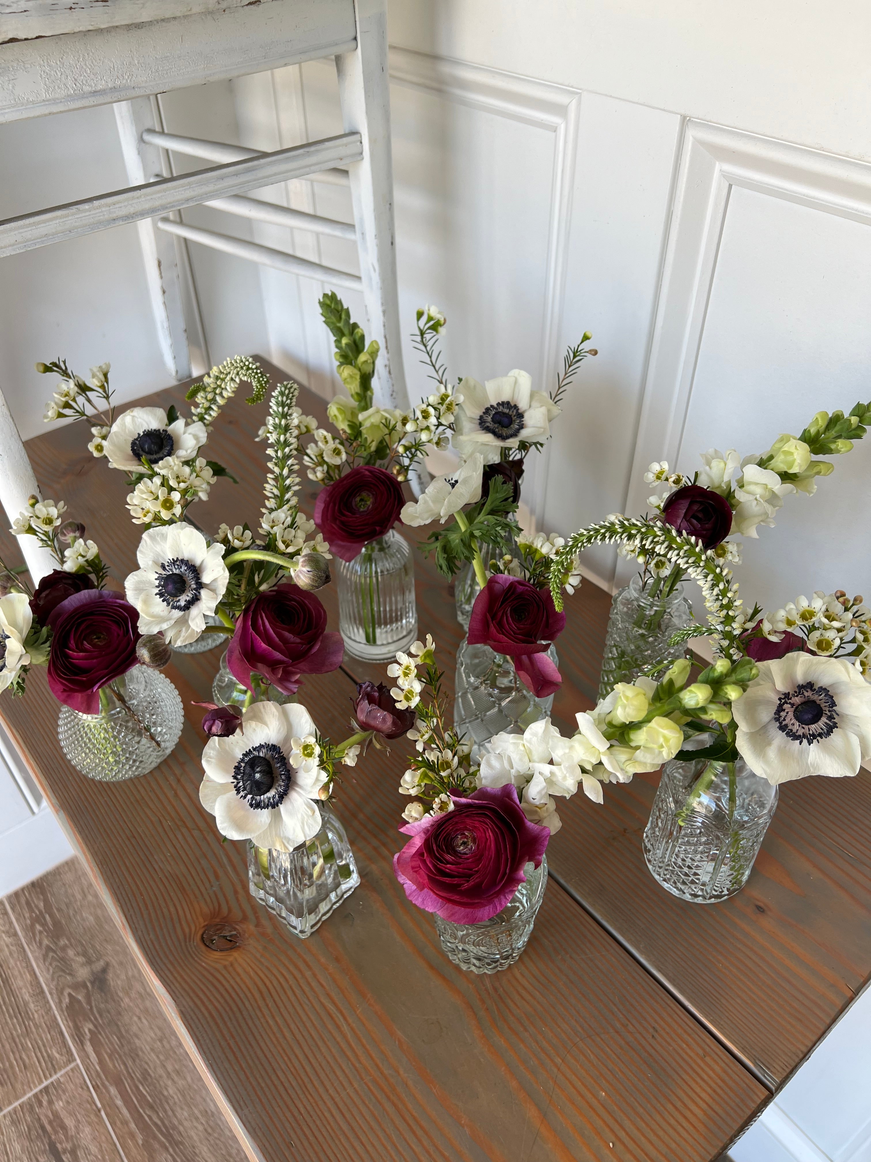 Set of 15 Bud Vase Arrangements