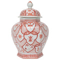 Cinnimon Red and White Ceramic Urn, 15h"