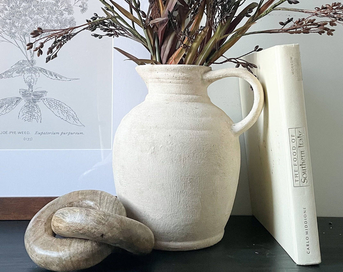Matte White vase, Aged vessel, Artisan vase