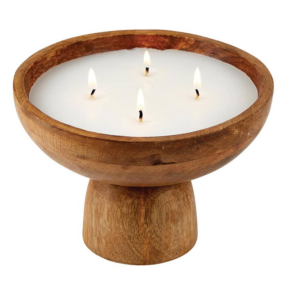 Wood Bowl Candle Lg