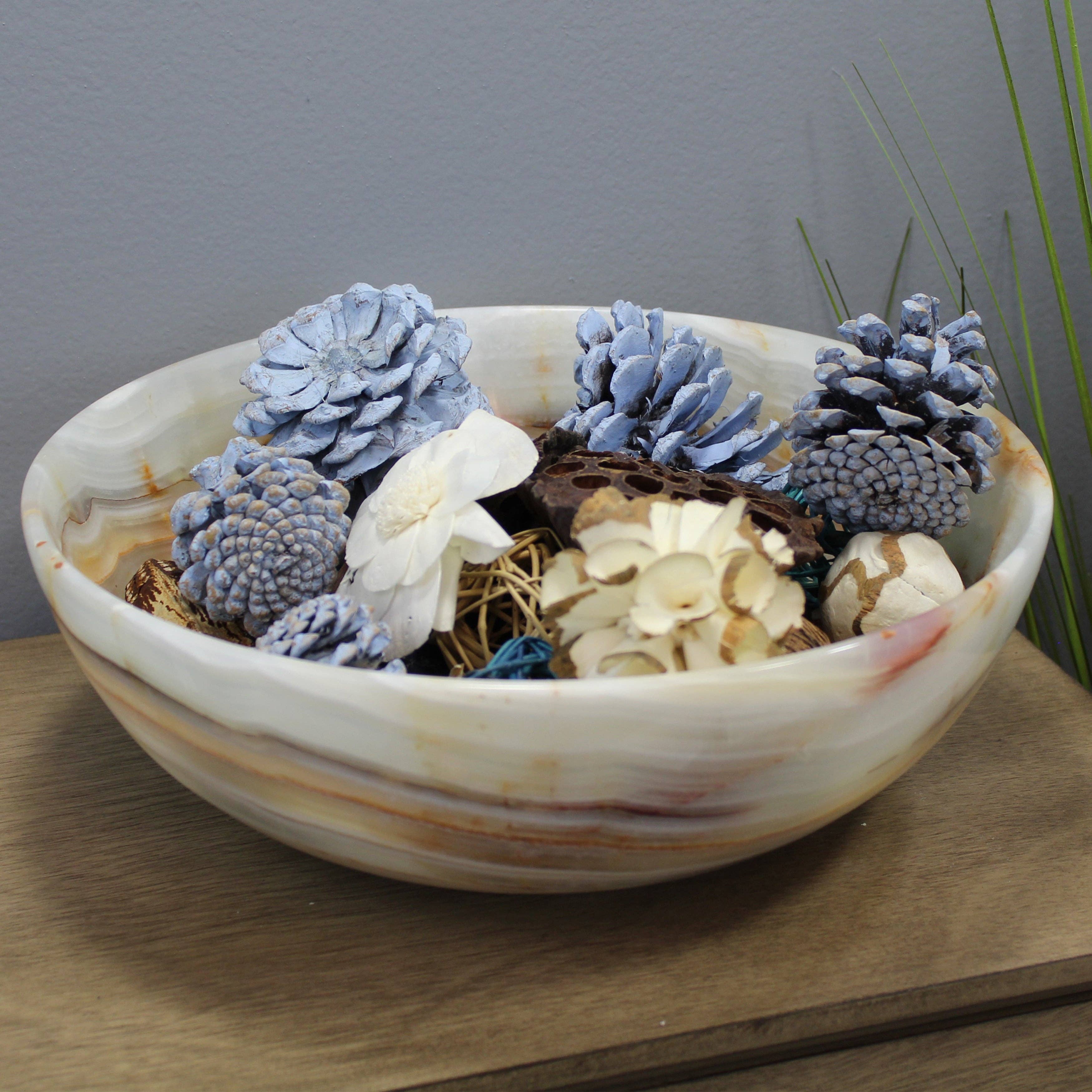 Multicolored Decorative Handcrafted 12" Onyx Bowl