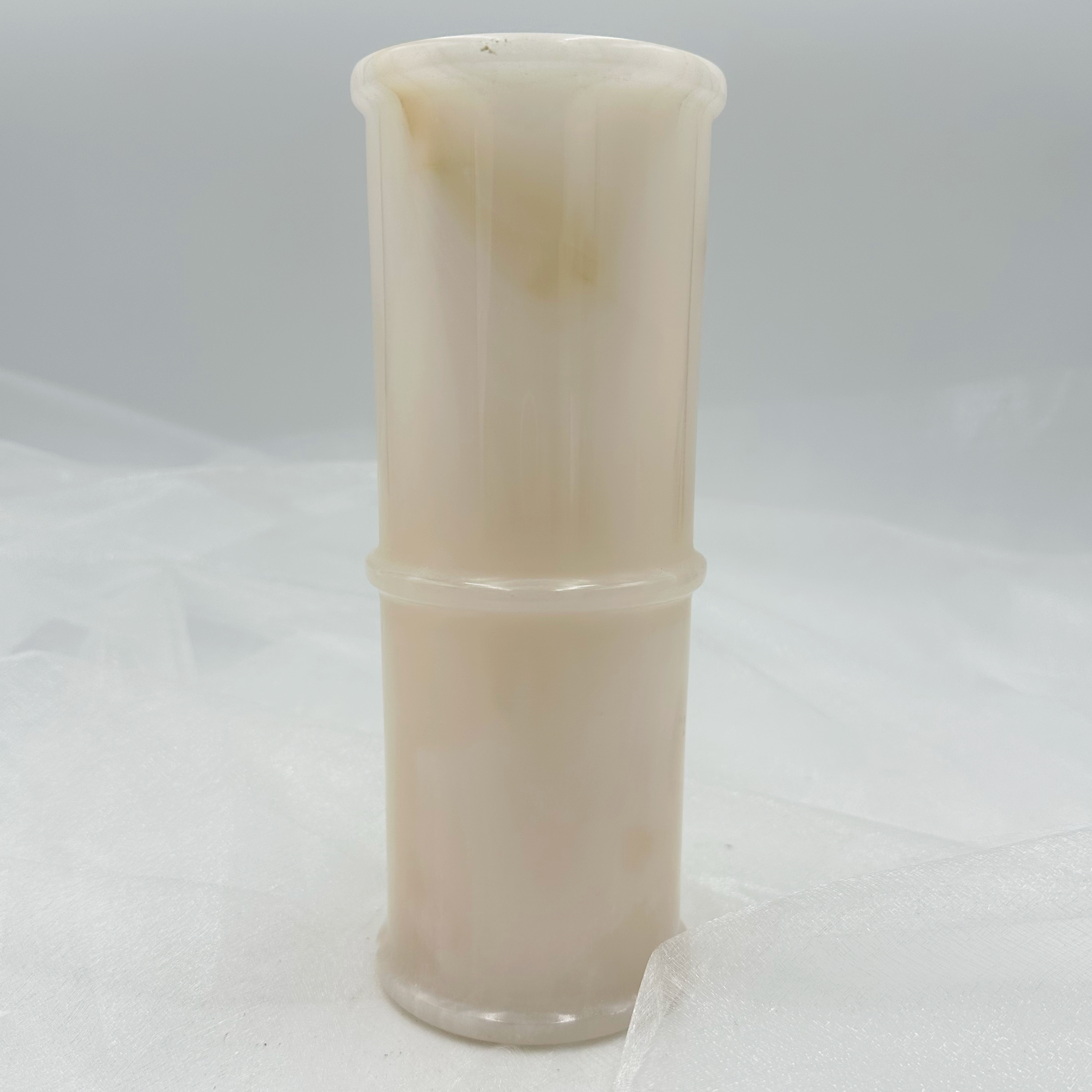 8" Cylindrical Vase in Marble & Onyx: White Onyx
